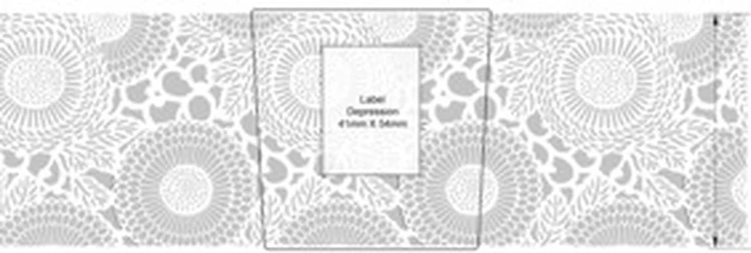 Flat floral surface pattern with a recessed label area