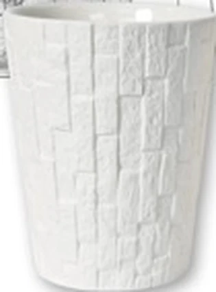 Finished white textured ceramic vessel