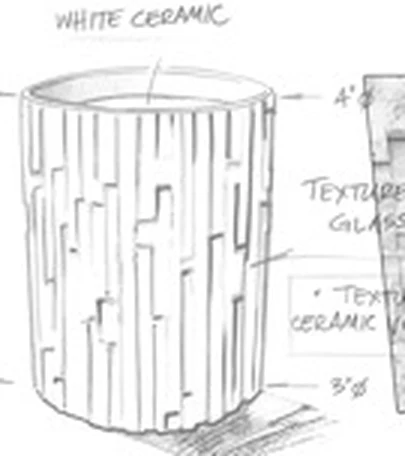 Hand sketch of a textured ceramic vessel
