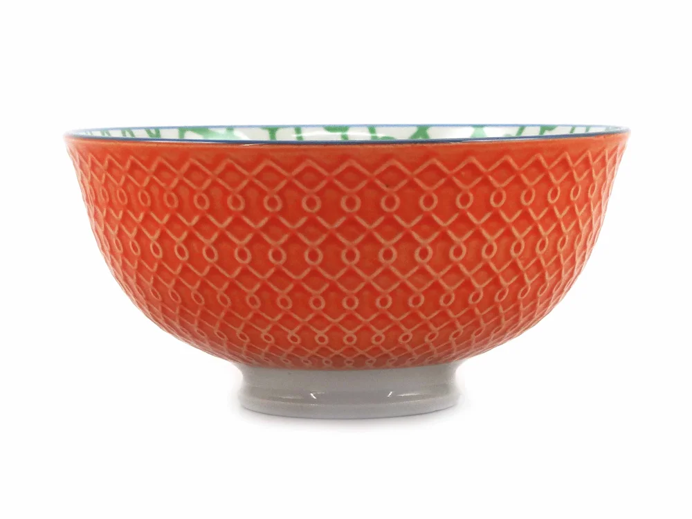 Orange embossed stoneware bowl