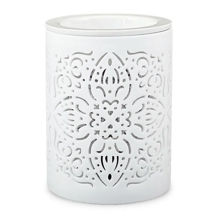 White pierced ceramic electric wax warmer