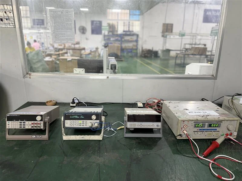 Electrical testing instruments in a diffuser testing lab in Vietnam