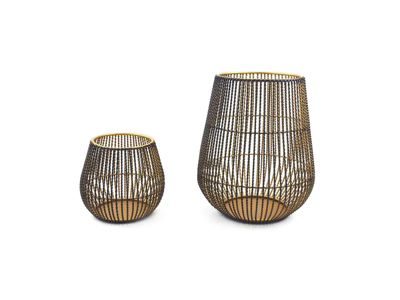 Pair of dark metal wire lanterns